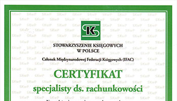 Certyfikat specjalisty do spraw rachunkowości